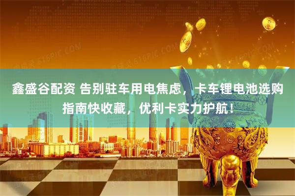 鑫盛谷配资 告别驻车用电焦虑，卡车锂电池选购指南快收藏，优利卡实力护航！